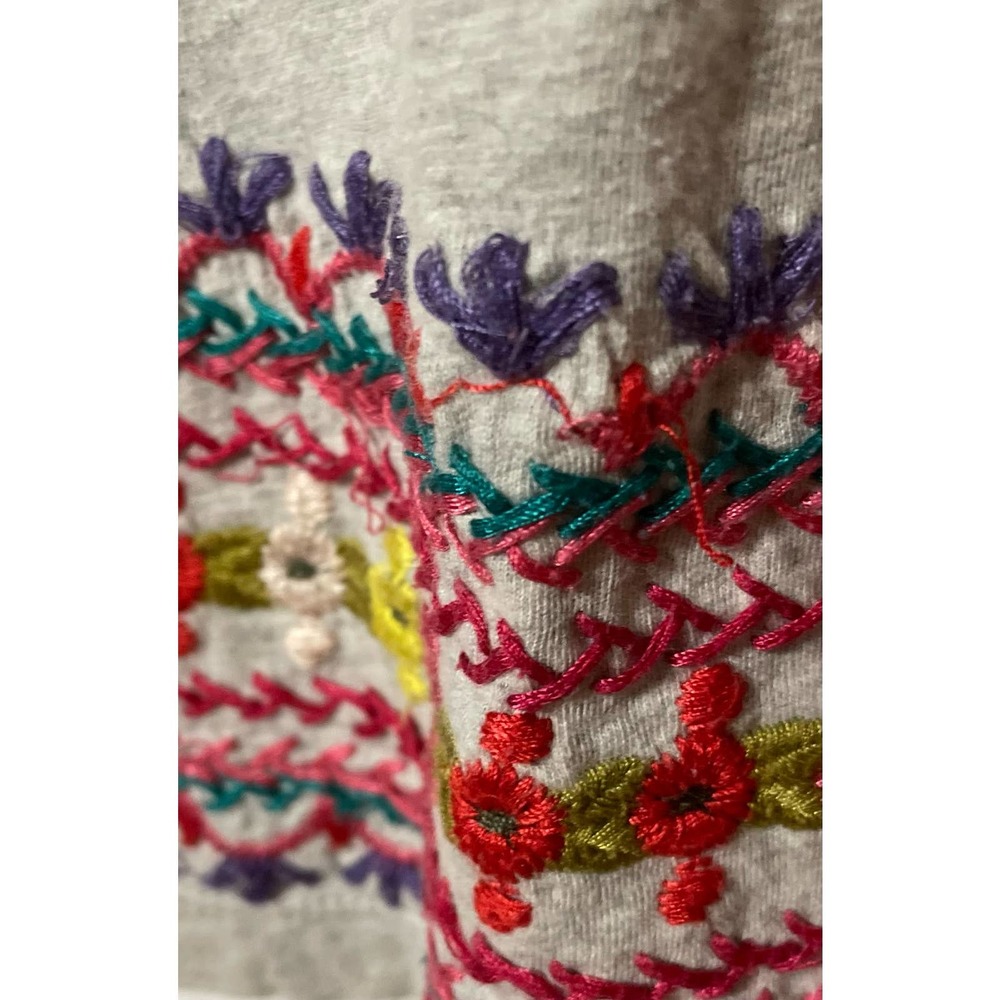 Johnny Was Los Angeles Floral Embroidered Tunic Short Sleeved Shirt - Picture 4 of 5